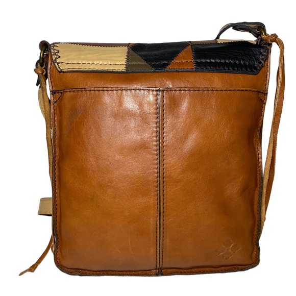 Patricia Nash Zig Zag Whipstitch Patchwork Armeno Leather Messenger bag - Picture 2 of 13